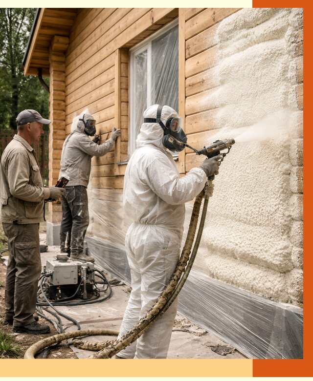 Утепление дома из бруса ППУ в Искитиме от 3924 руб/м2 под ключ | ТепломастерСкм