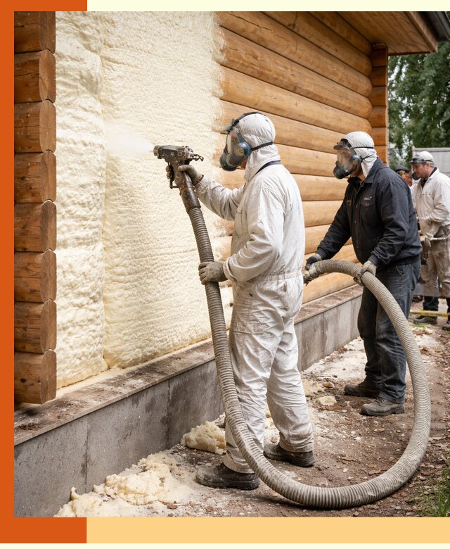 Утепление дома из бруса пенополиуретаном в Искитиме