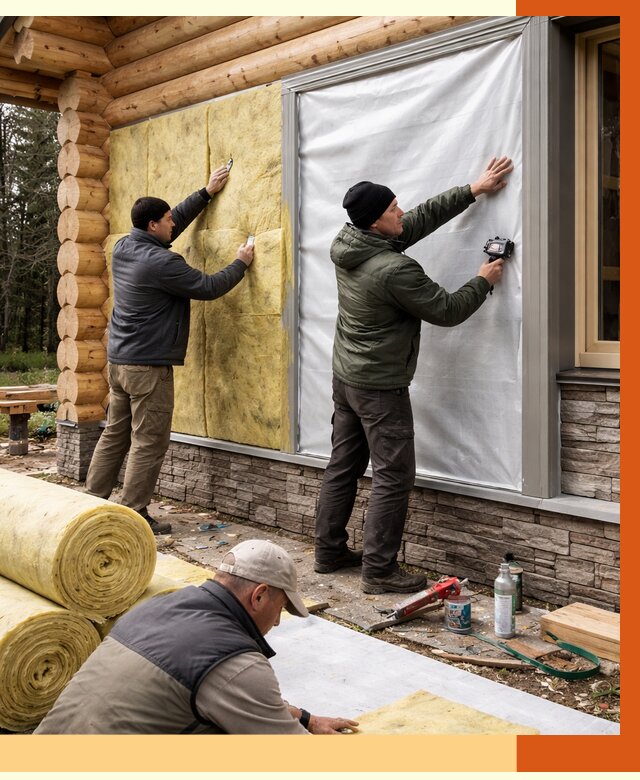 Утепление бревенчатого дома в Искитиме от 7797 руб/м2 — заказать под ключ | ТепломастерСкм