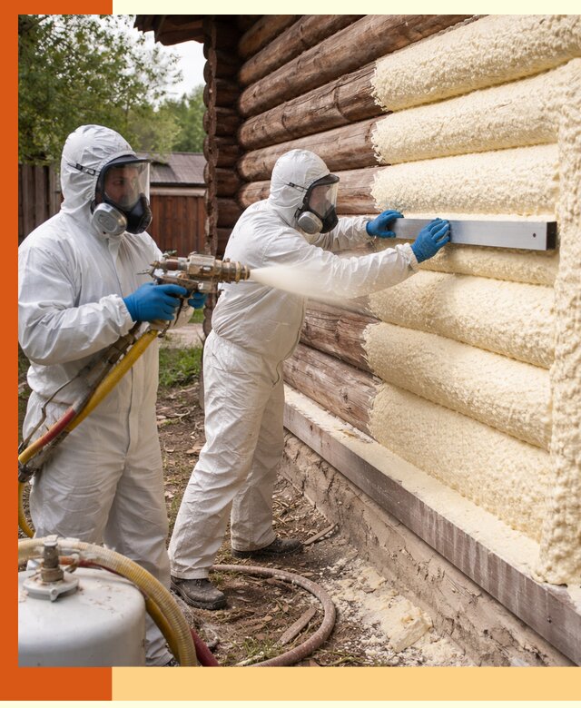 Утепление бревенчатого дома ППУ в Искитиме эффективной изоляцией