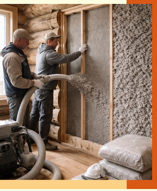 Утепление бревенчатого дома эковатой в Искитиме от 2803 руб. | ТепломастерСкм