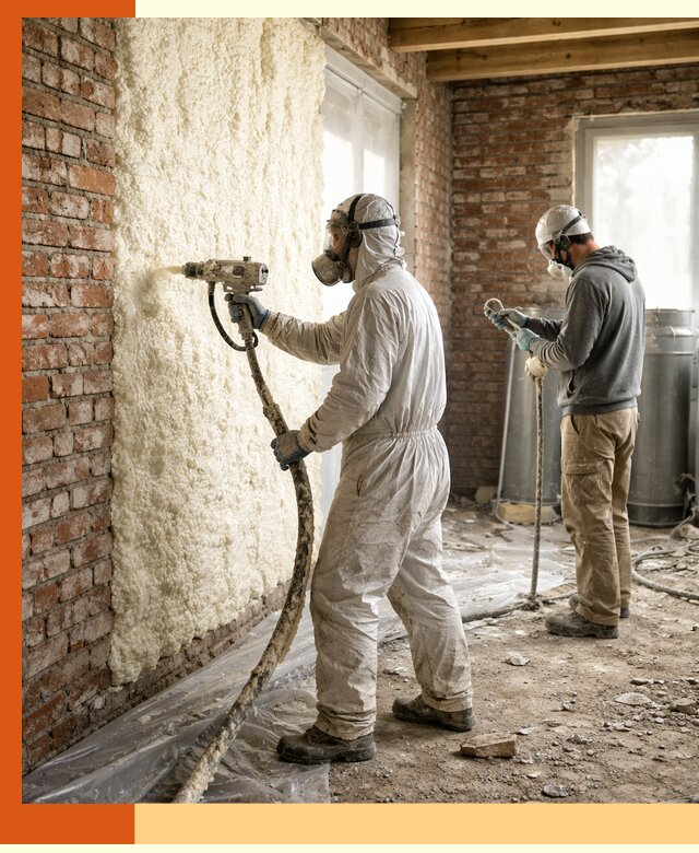 Утепление кирпичного дома пенополиуретаном в Искитиме