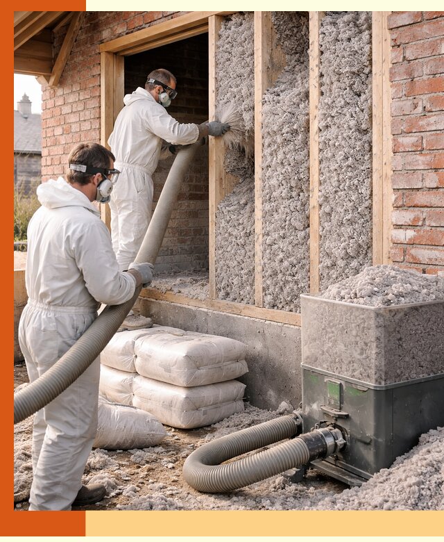 Утепление кирпичного дома эковатой в Искитиме