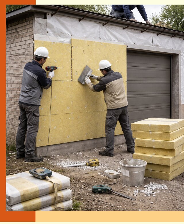 Утепление гаража снаружи в Искитиме качественно и надёжно