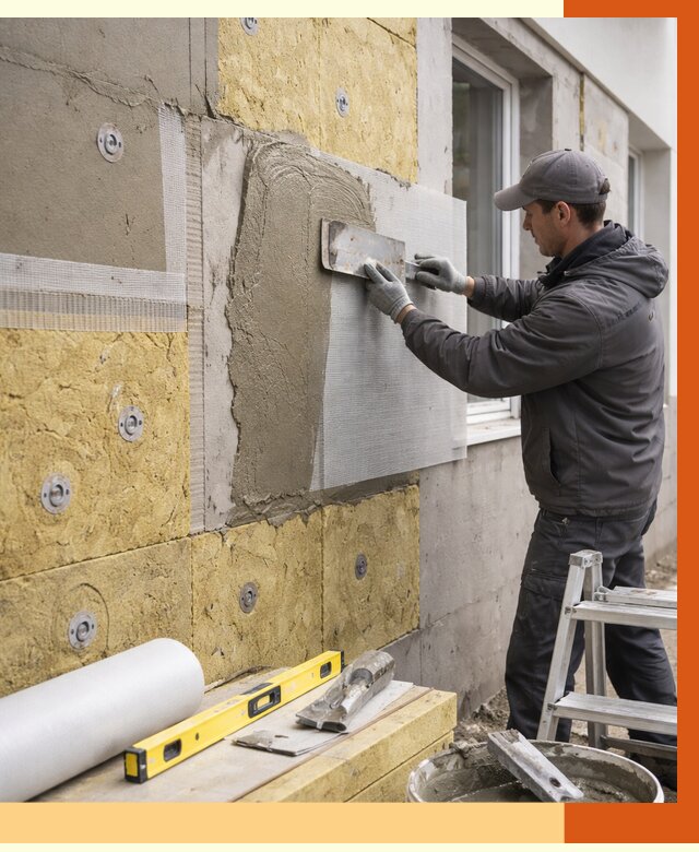 Утепление фасада под штукатурку в Искитиме от 4281 руб/м2 — монтаж пенопластом и минватой | ТепломастерСкм