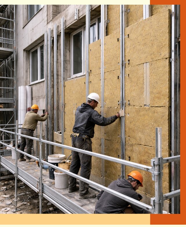 Утепление вентилируемого фасада в Искитиме от 5708 руб/м2 — монтаж и утепление вентфасад | ТепломастерСкм