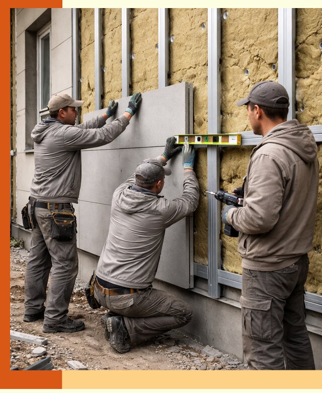 Утепление вентилируемого фасада под ключ в Искитиме