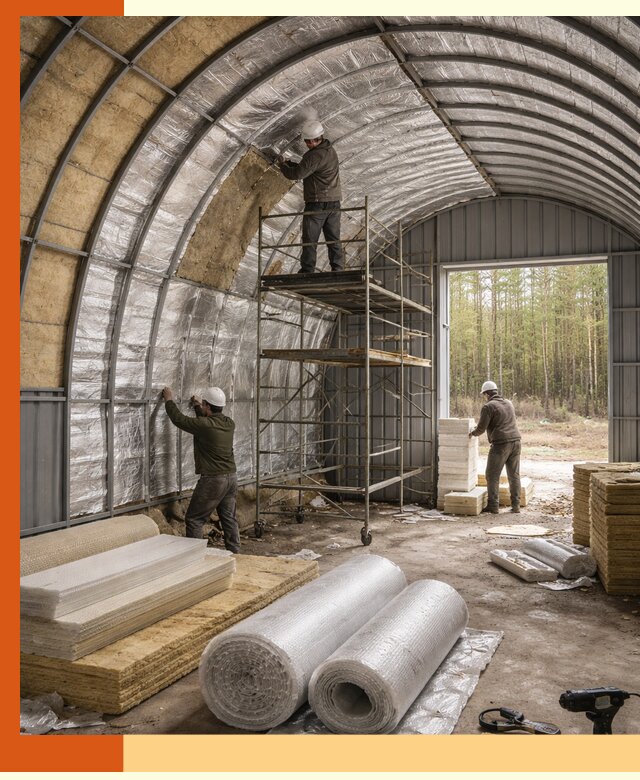 Утепление арочного ангара под ключ в Искитиме