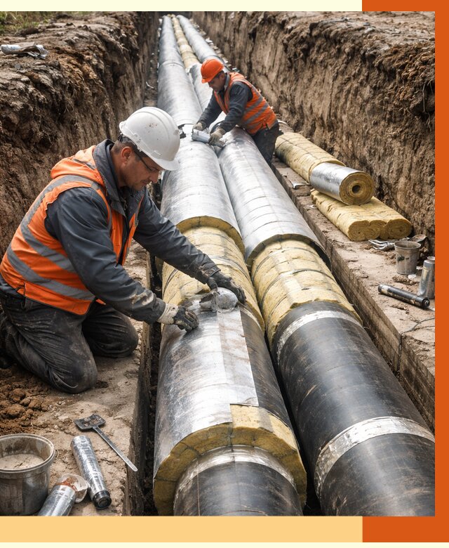 Утепление теплотрассы в Искитиме от 4586 руб./м2 — ппу и комплексная изоляция | ТепломастерСкм