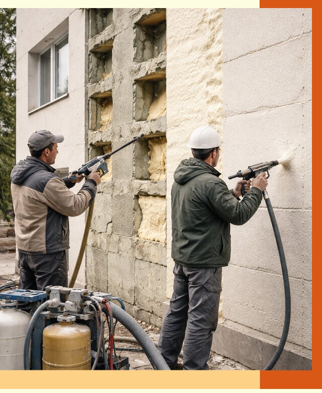 Заполнение пустот фасада в Искитиме от 4586 руб. — утепление пустот облицовки | ТепломастерСкм