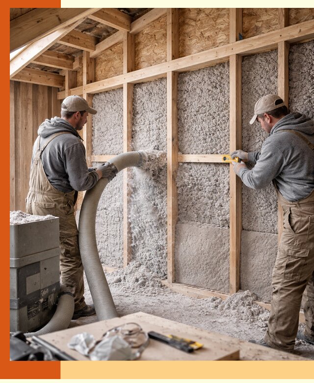 Утепление эковатой стен, потолков и перекрытий в Искитиме