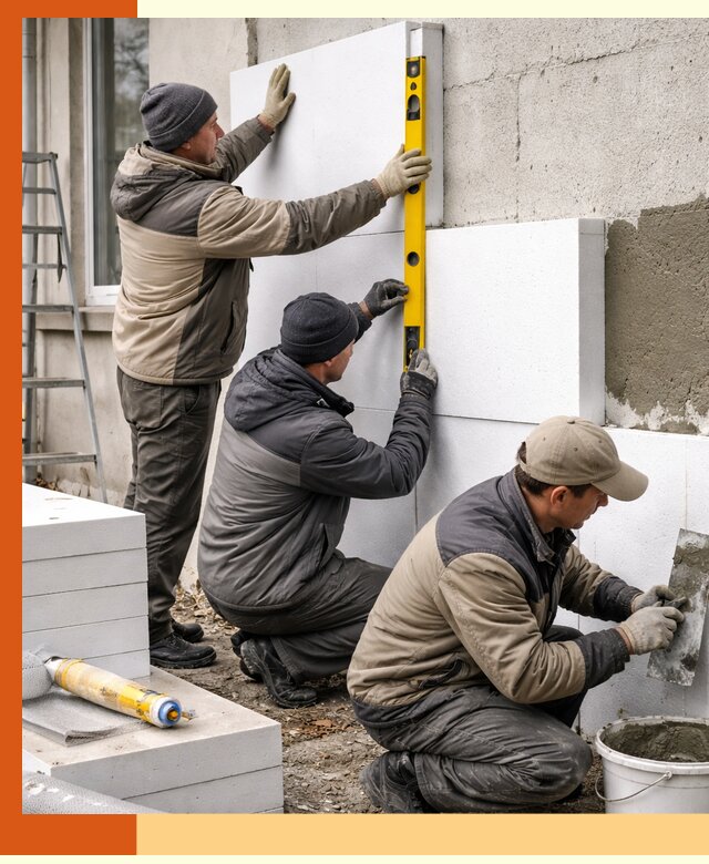 Утепление пенопластом наружных стен и фасадов в Искитиме