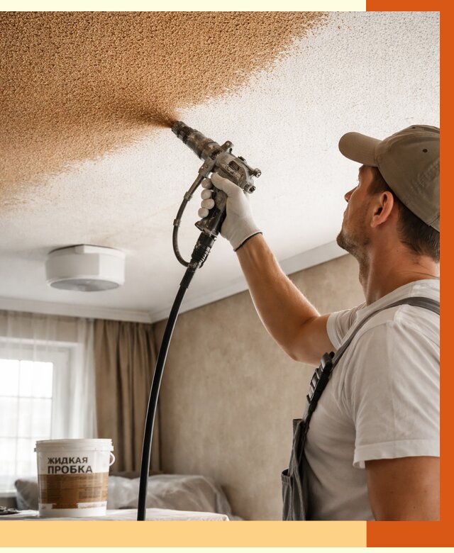 Утепление потолка жидкой пробкой в Искитиме от 3567 руб. | ТепломастерСкм