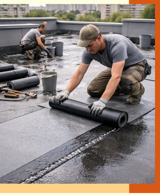 Гидроизоляция плоской кровли в Искитиме от 4586 руб./м2 — профессионально | ТепломастерСкм