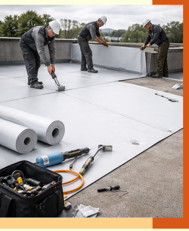 Гидроизоляция мембранной кровли в Искитиме от 7644 руб./м² — профессионально | ТепломастерСкм