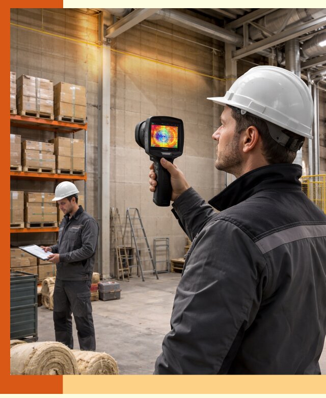 Тепловизионное обследование склада и выявление утечек в Искитиме