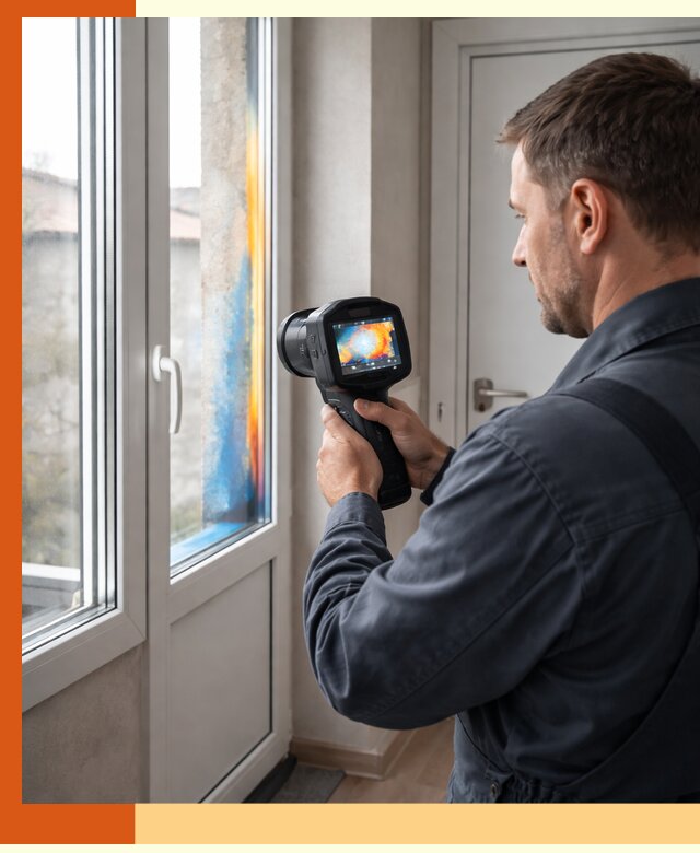 Тепловизионное обследование окон и дверей в Искитиме