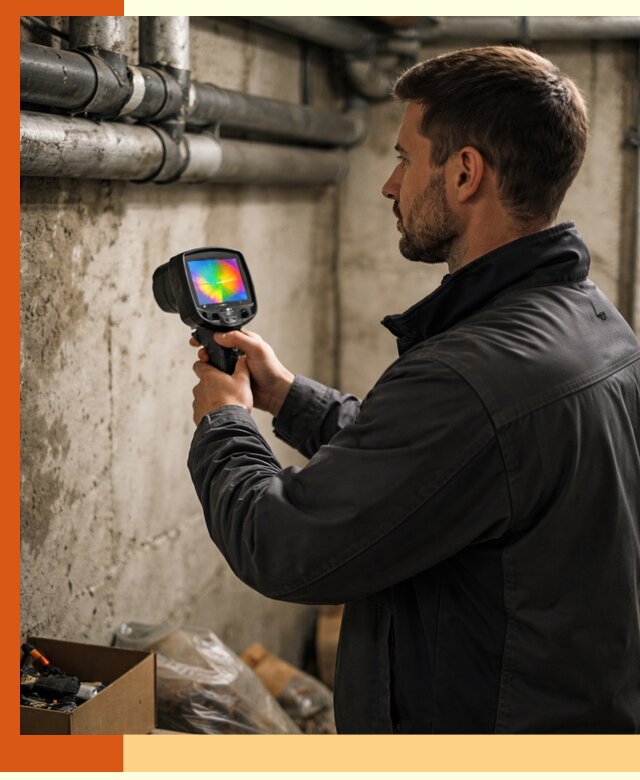 Тепловизионное обследование подвала в Искитиме для поиска утечек тепла