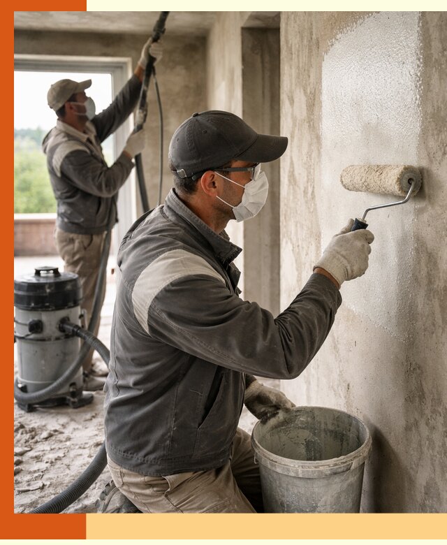 Подготовка поверхности под напыление утеплителя в Искитиме